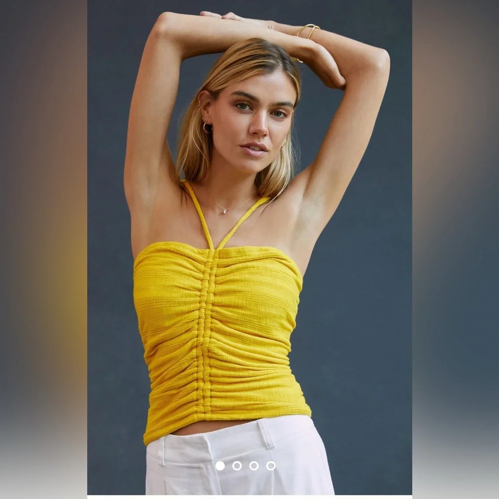 Pilcro Ruched Ribbed Halter - Picture 1 of 5